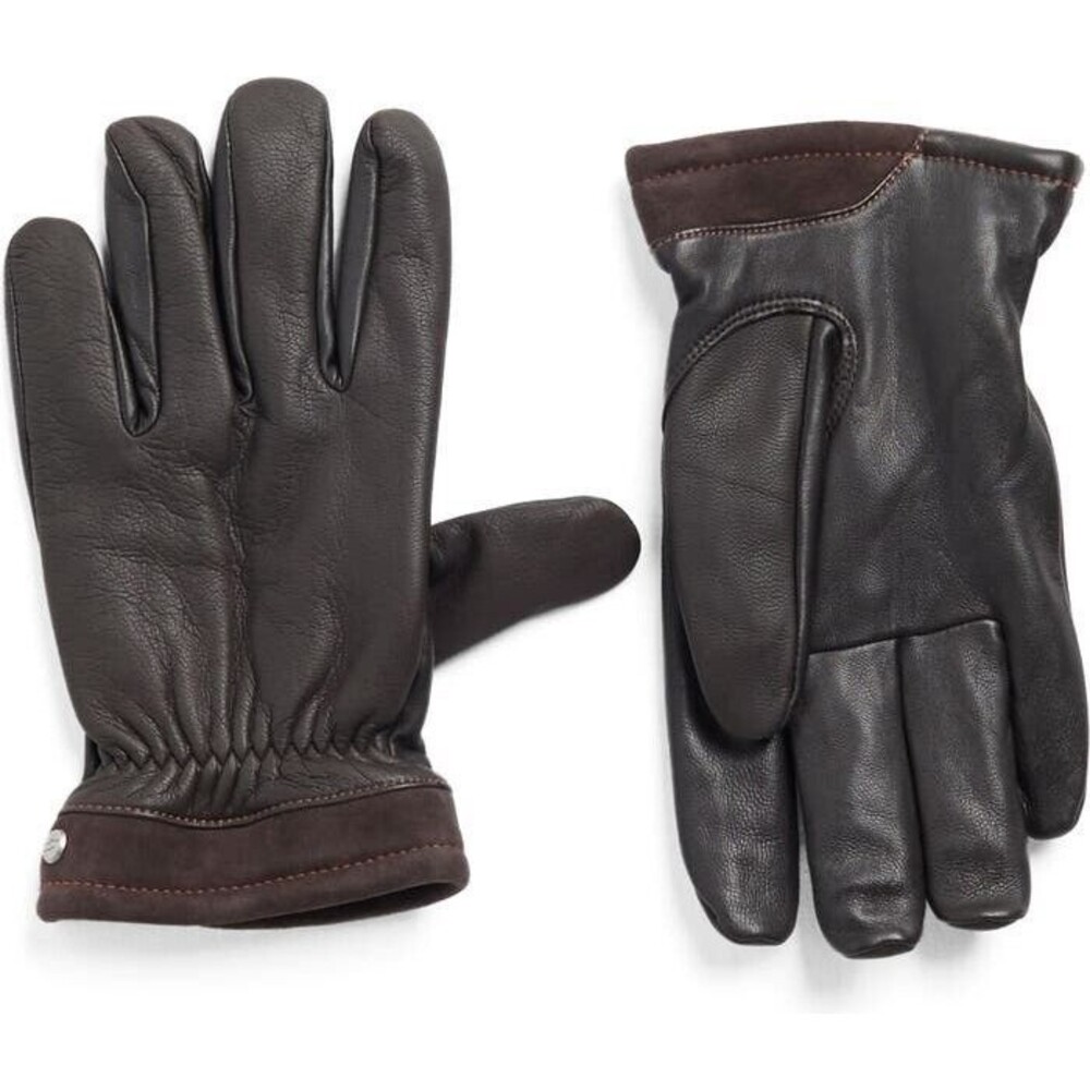 Ugg Men’s Black Faux Fur Lined Captain Pieced Genuine Leather Glove Warm New $95 - Picture 6 of 6
